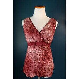 Vintage Y2K Vanity Babydoll Lace Tie Tank Top Coquette Whimsigoth Fairy Vampy M